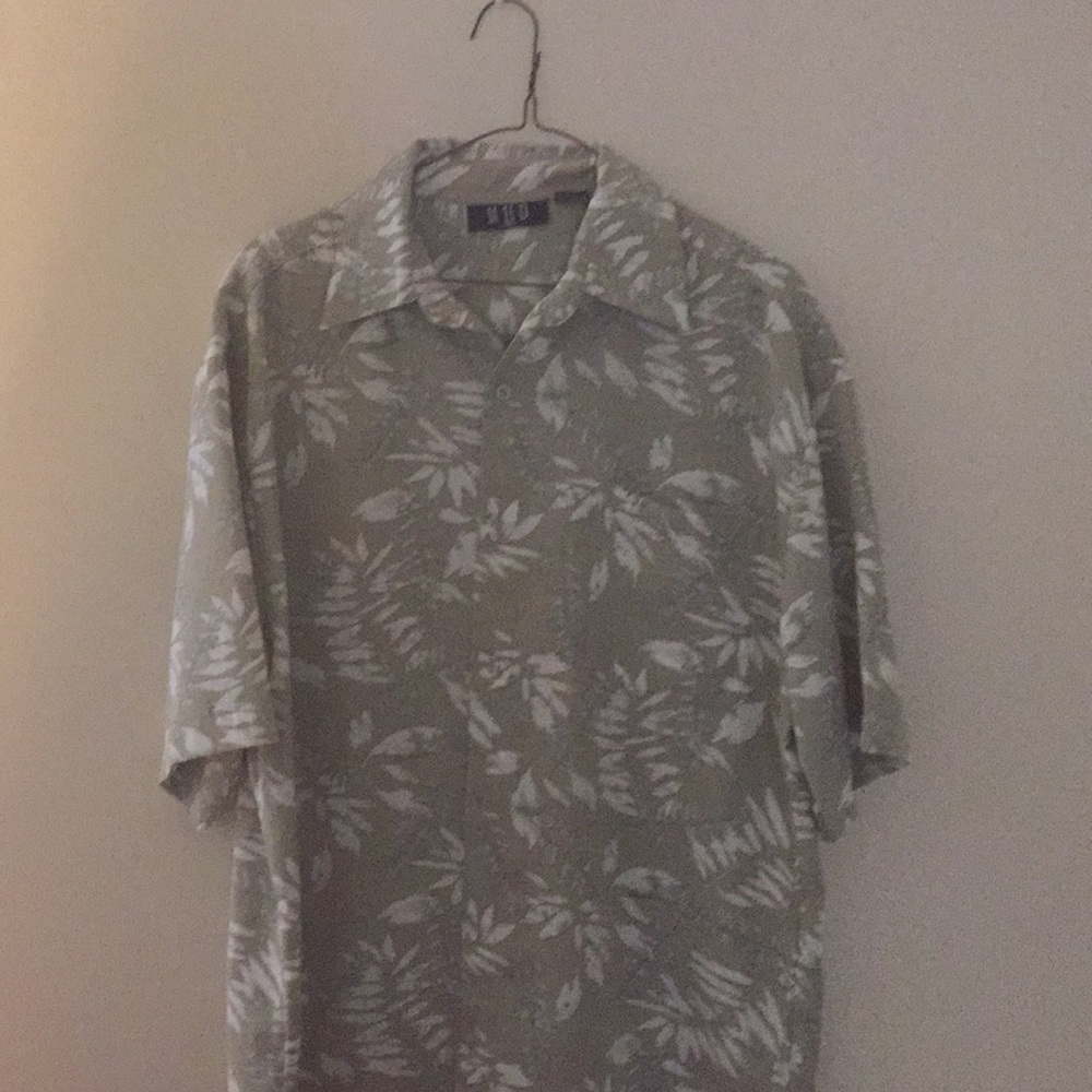 Men SS casual wear shirt leaf motif